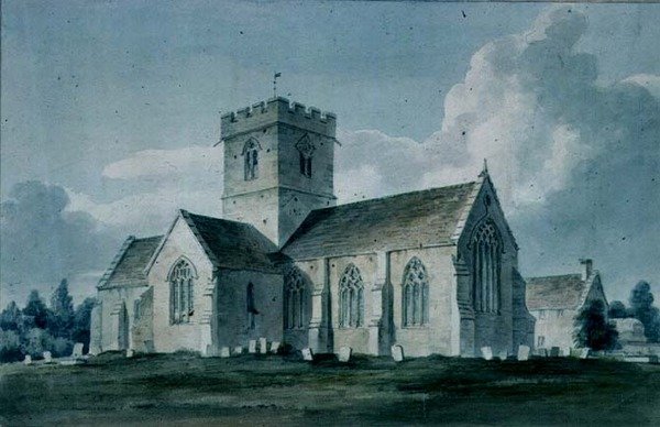 A Dinton-templom délkeleti nézete, 1805 alkotó: John Chessell Buckler