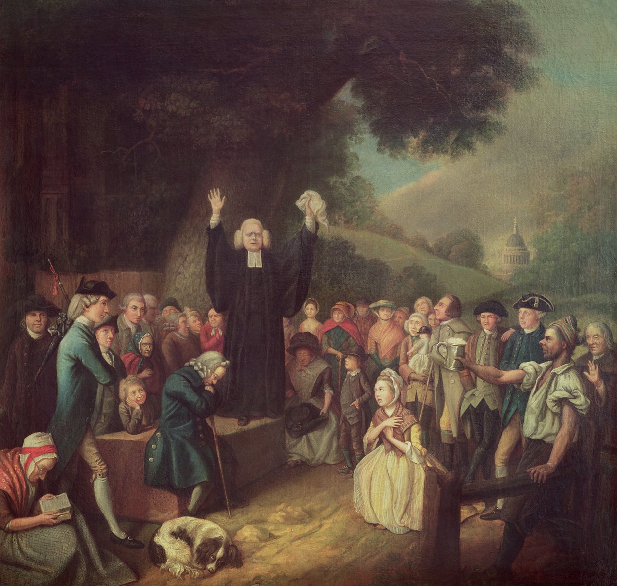 George Whitefield prédikál alkotó: John Collet