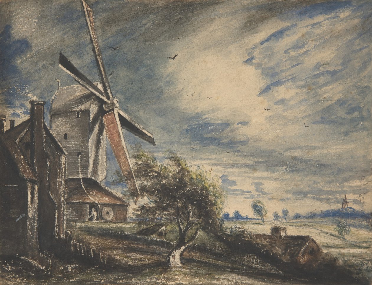 Egy malom Colchester közelében, 1833. alkotó: John Constable