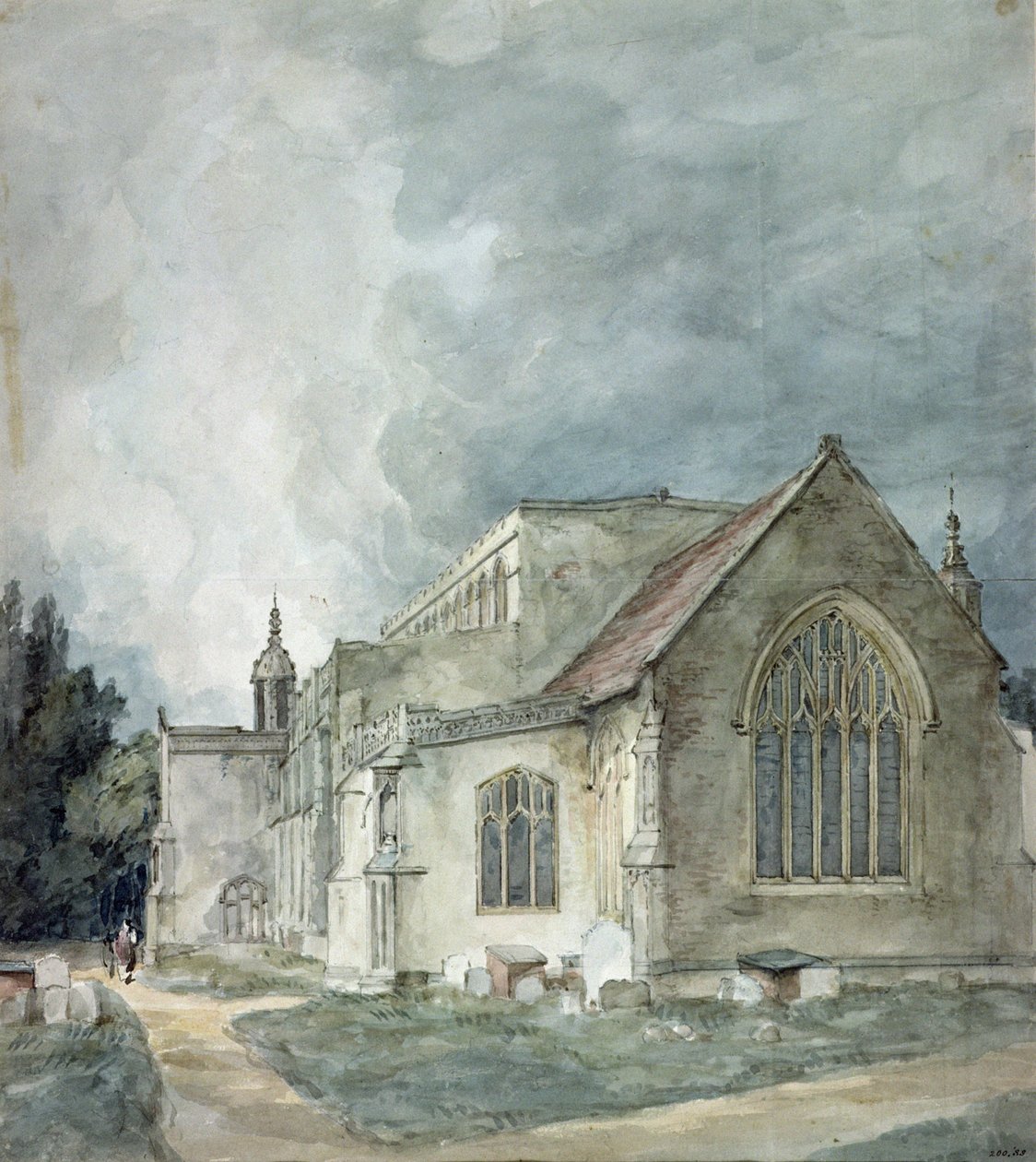 East Bergholt templom, 1805-1811 körül (akvarell) alkotó: John Constable