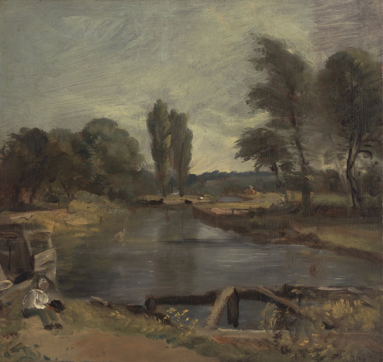 Flatford Lock, 1810 és 1811 között. alkotó: John Constable