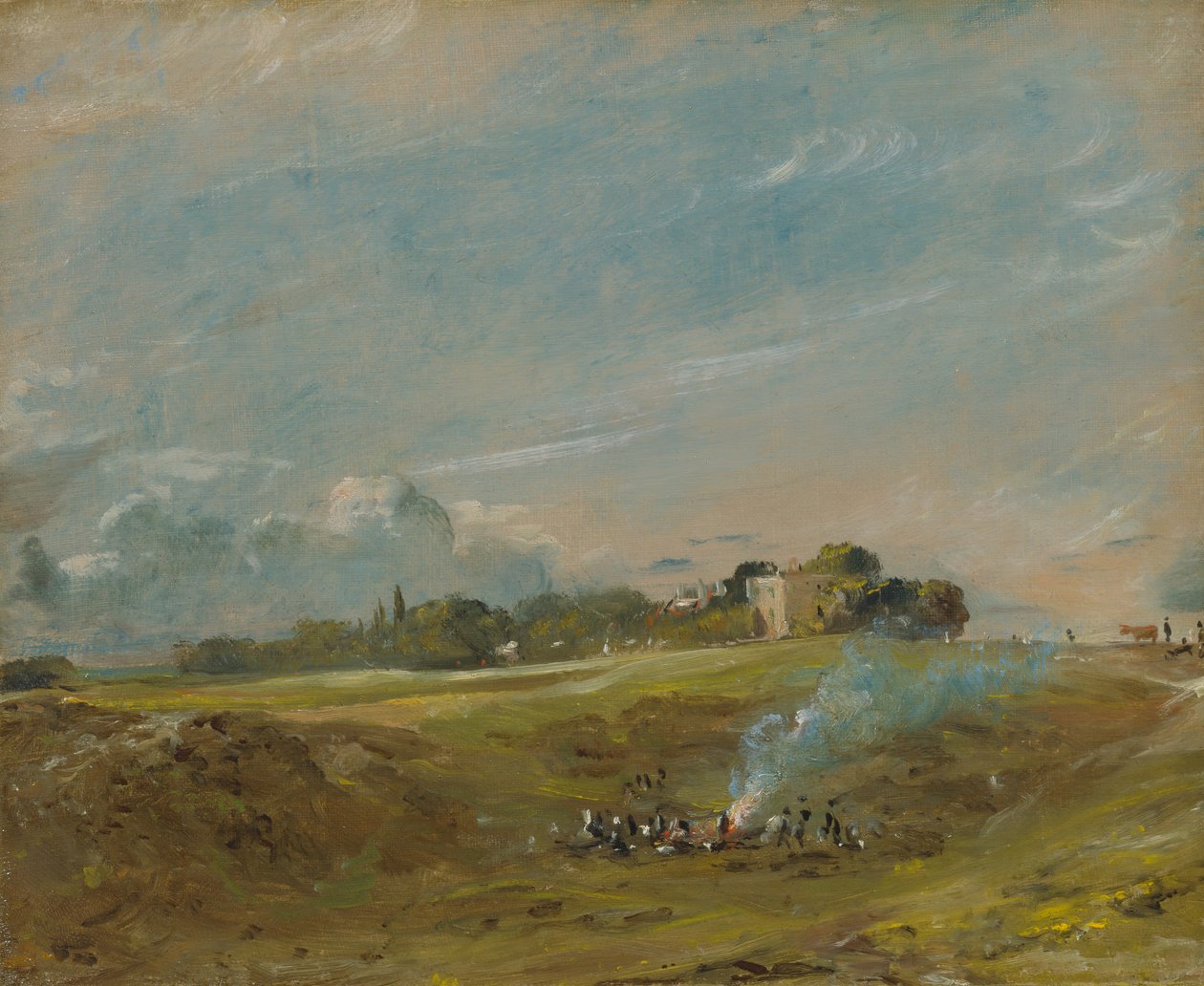 Hampstead Heath, máglyával, kb. 1822. alkotó: John Constable