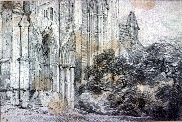 Egy templom romjai (rajz) alkotó: John Constable