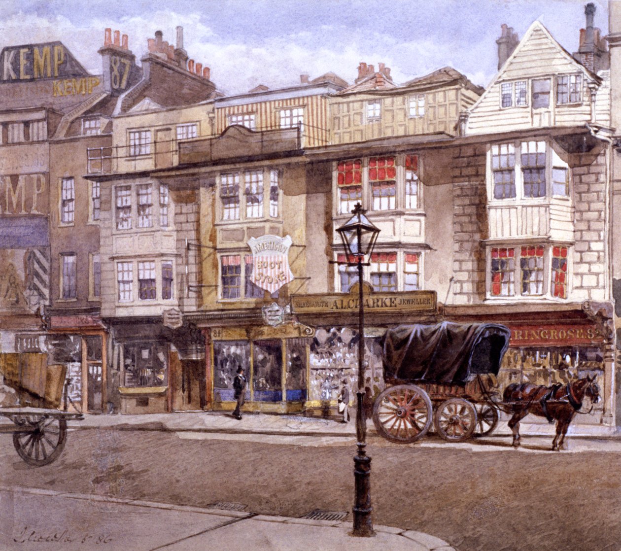 Bishopsgate Street, London, 1886 alkotó: John Crowther