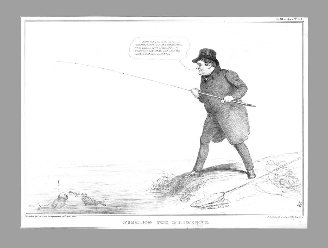 Gudgeons horgászata, 1835. alkotó: John Doyle