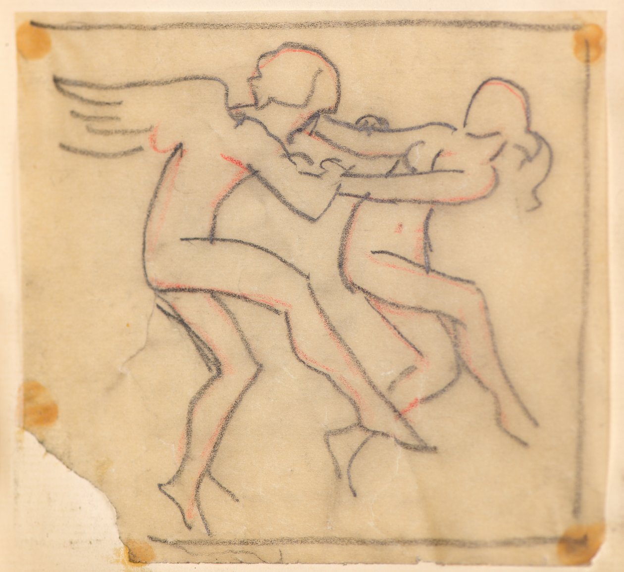 Untitled [Angels wrestling] (ceruza) alkotó: John Duncan