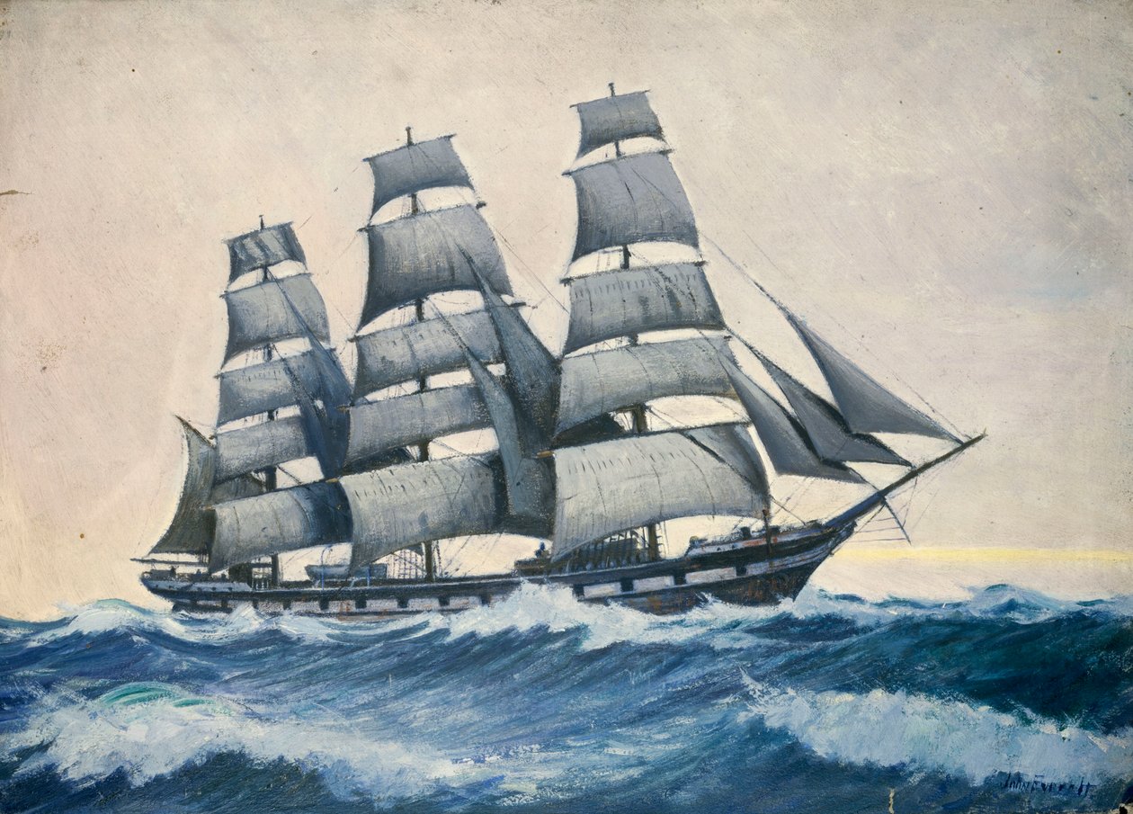 Tengeri táj, 1876-1949 körüli (olaj, papír) alkotó: John Everett