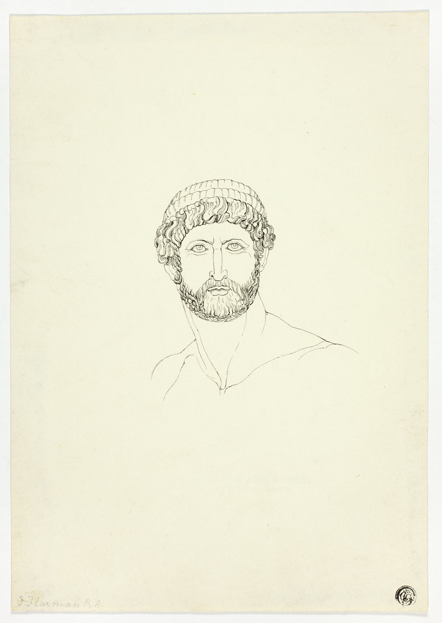 Szakállas férfi mellszobra alkotó: John Flaxman
