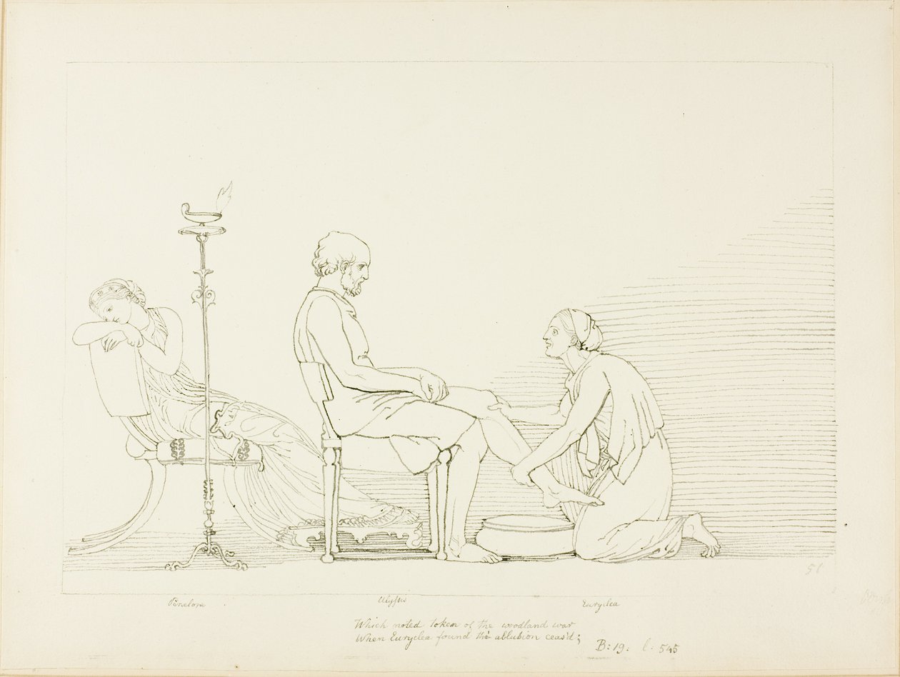Odüsszeusz, Pénelopé és Euryclea alkotó: John Flaxman
