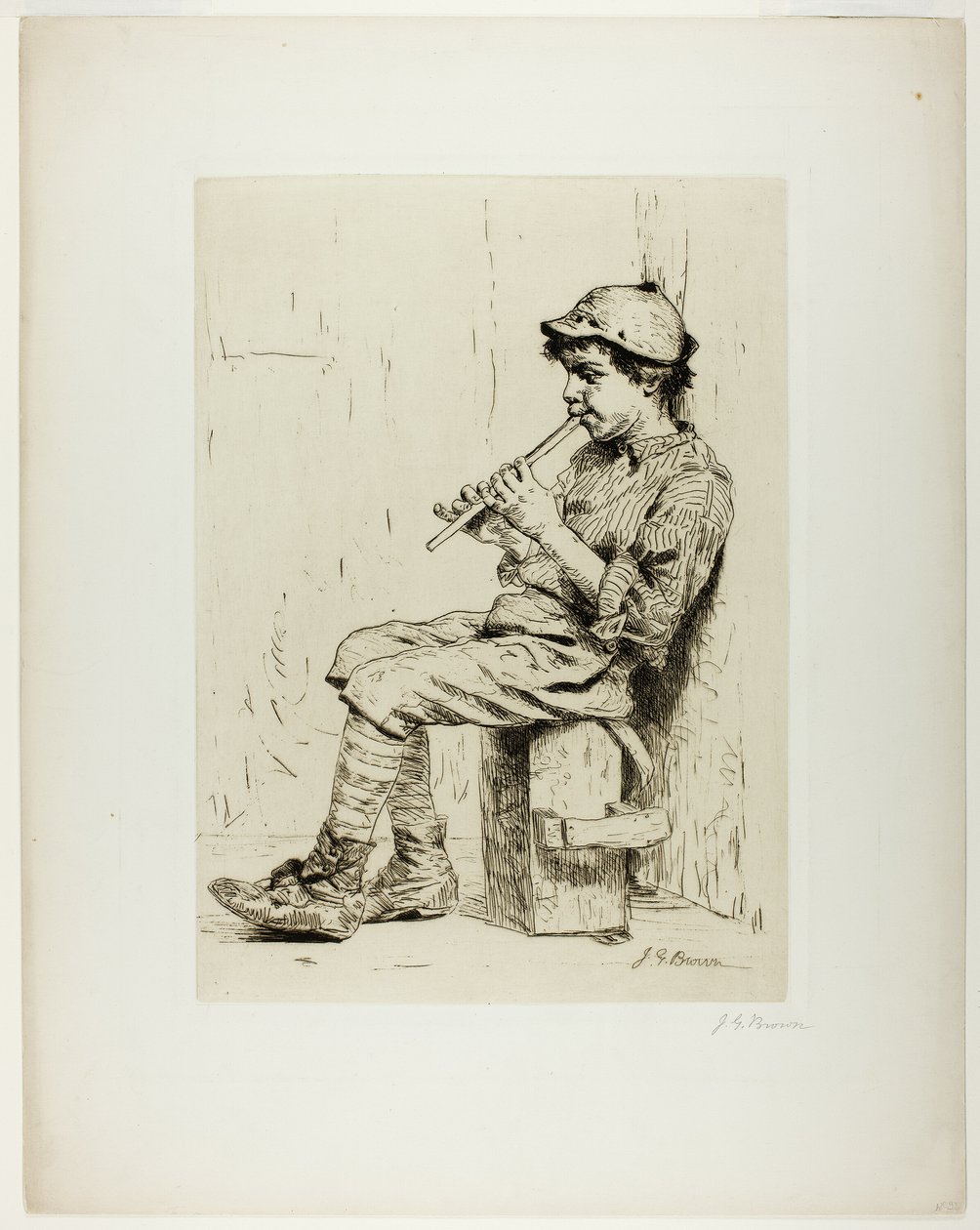 Fiú furulyázik alkotó: John George Brown