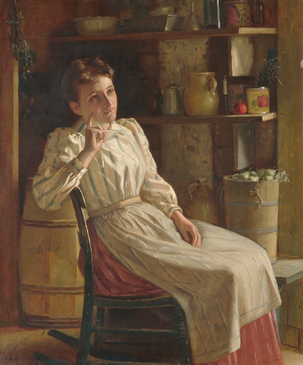 Meditáció, kb. 1900-1910. alkotó: John George Brown