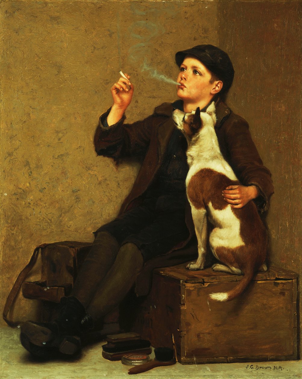 Cipőfényes fiú, alkotó: John George Brown