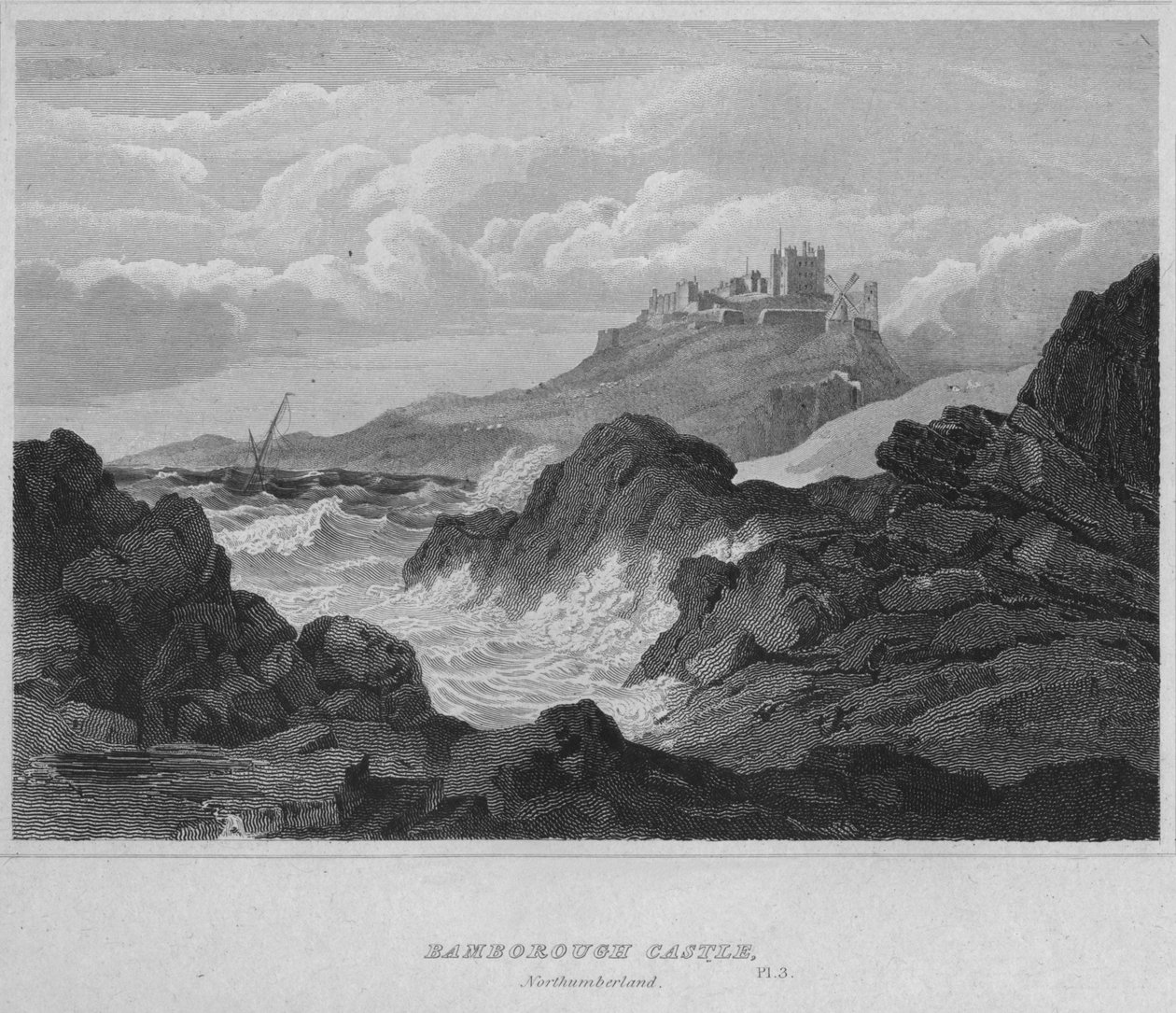 Bamburgh kastély, Northumberland, 1814 alkotó: John Greig