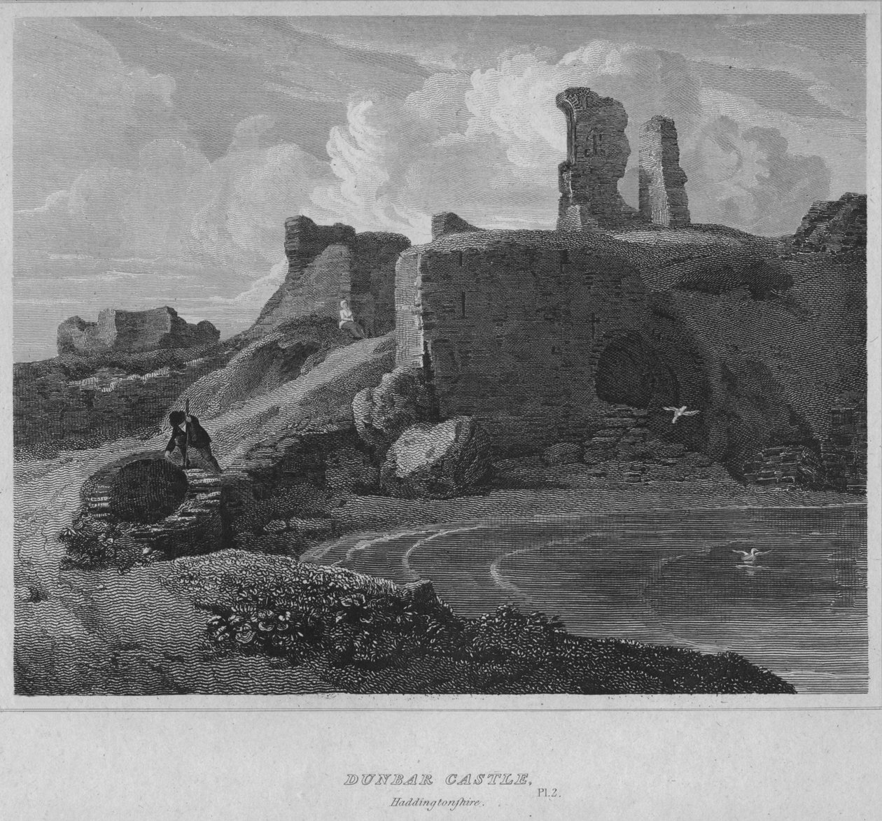 Dunbar kastély, Haddingtonshire, 1814 alkotó: John Greig