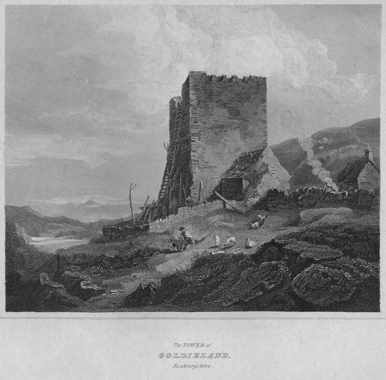 Goldieland tornya, Roxburghshire, 1814 alkotó: John Greig