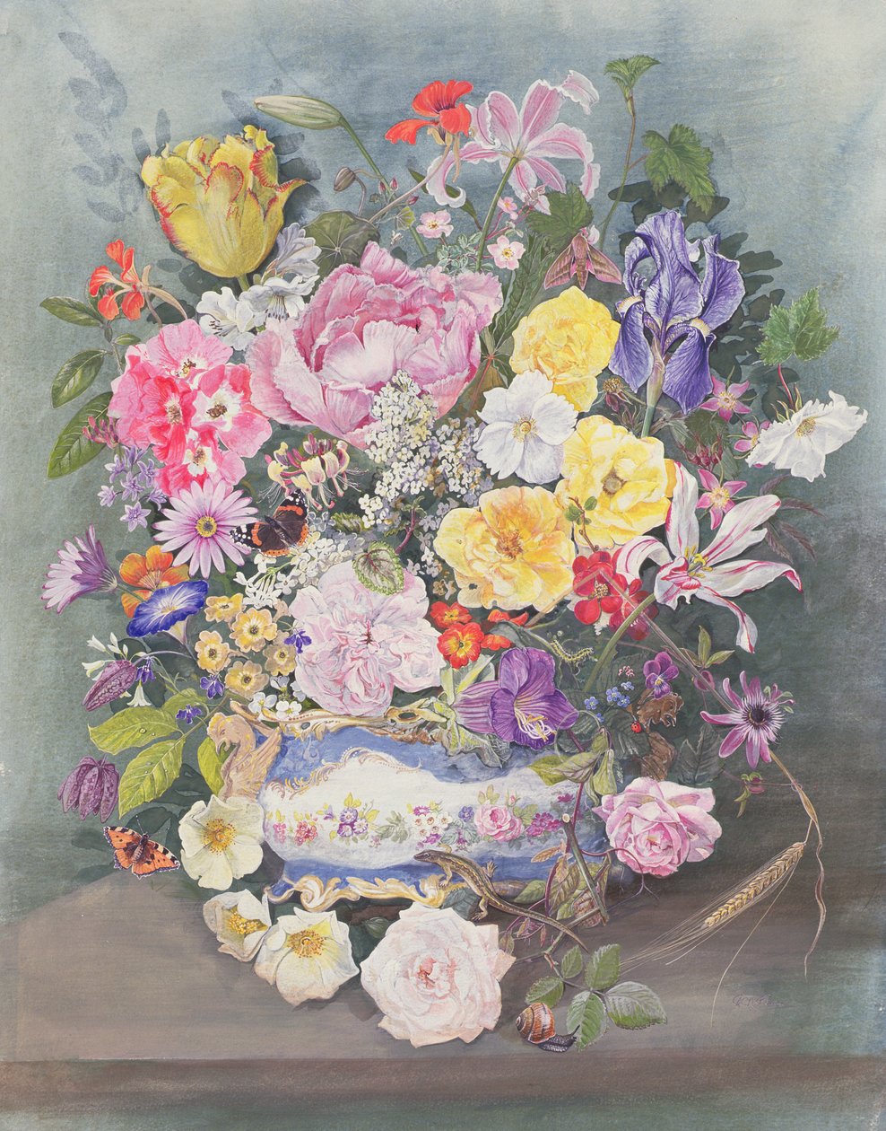 Virágok egy Sevres Jardiniere-ben alkotó: John Gubbins