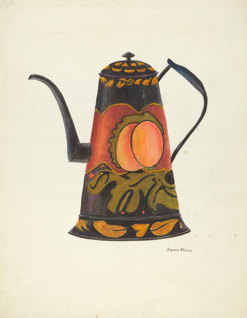 Toleware kávéskanna, 19351942. alkotó: John Hall