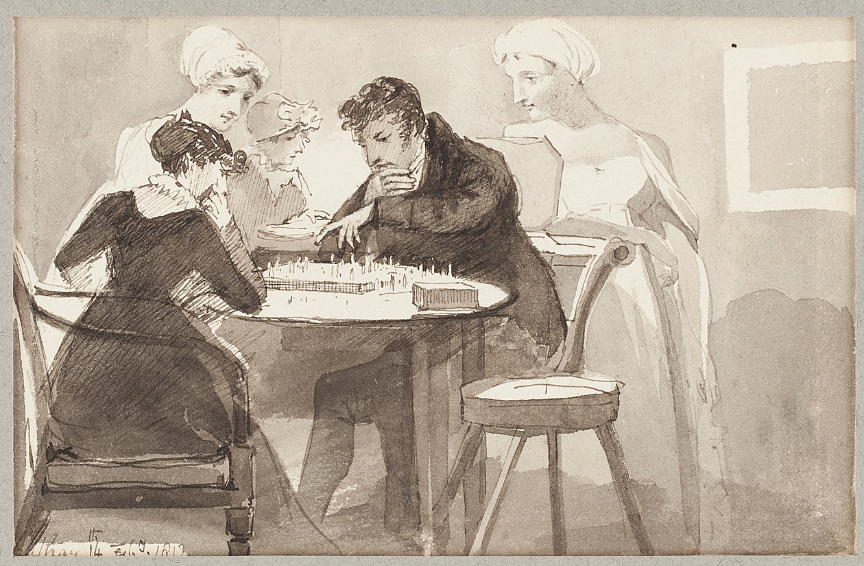 Sakk, 1812 (wc papíron) alkotó: John Harden