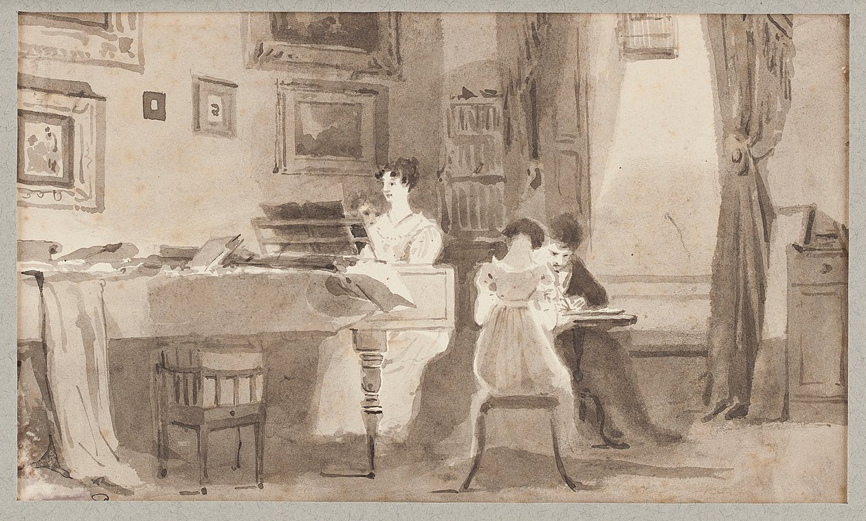 Belső jelenet, 1826 (wc papíron) alkotó: John Harden