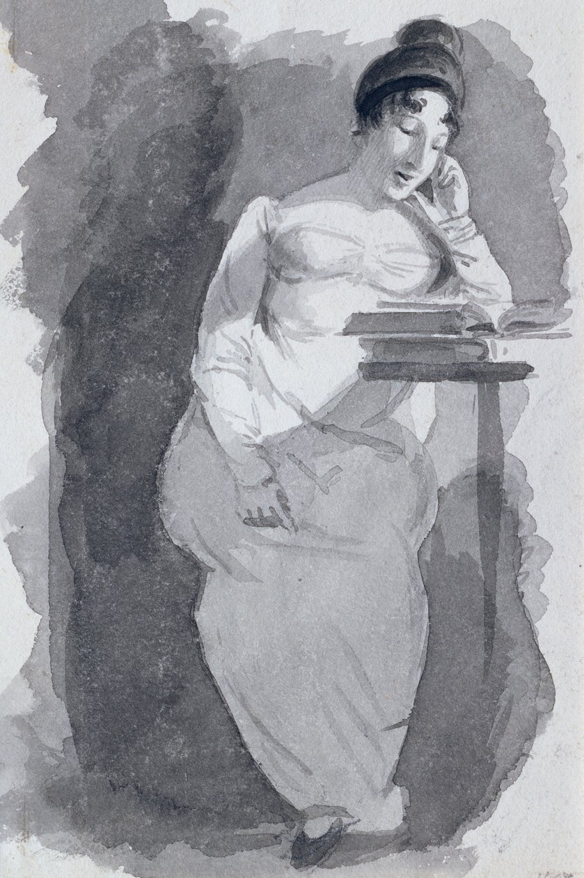 Olvasás (tinta papíron) alkotó: John Harden