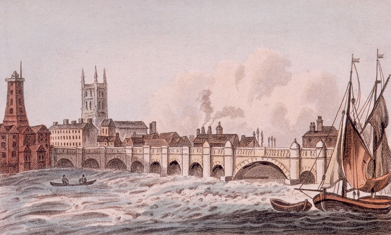 London Bridge régi, London, 1823 alkotó: John Hassall
