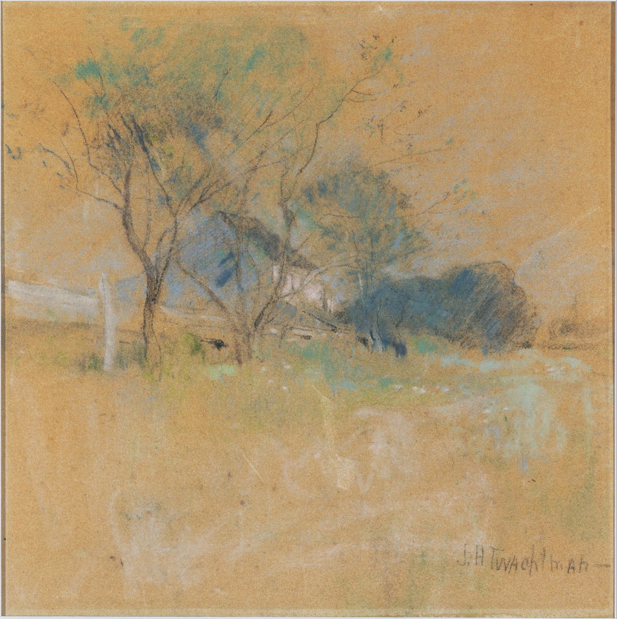Ház és fa alkotó: John Henry Twachtman