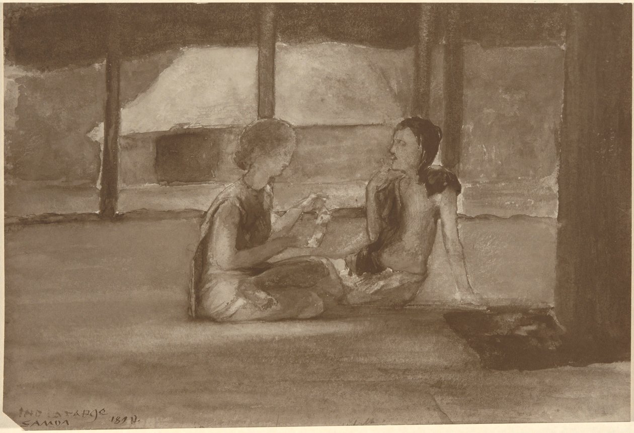 Lányok a szamoai kunyhóban alkotó: John La Farge