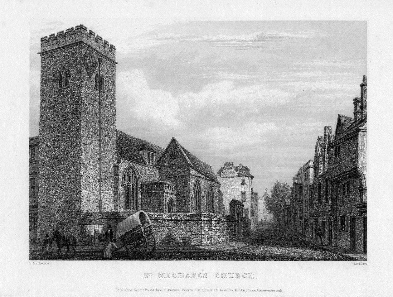 St Michaels Church, Oxford, 1834. alkotó: John Le Keux