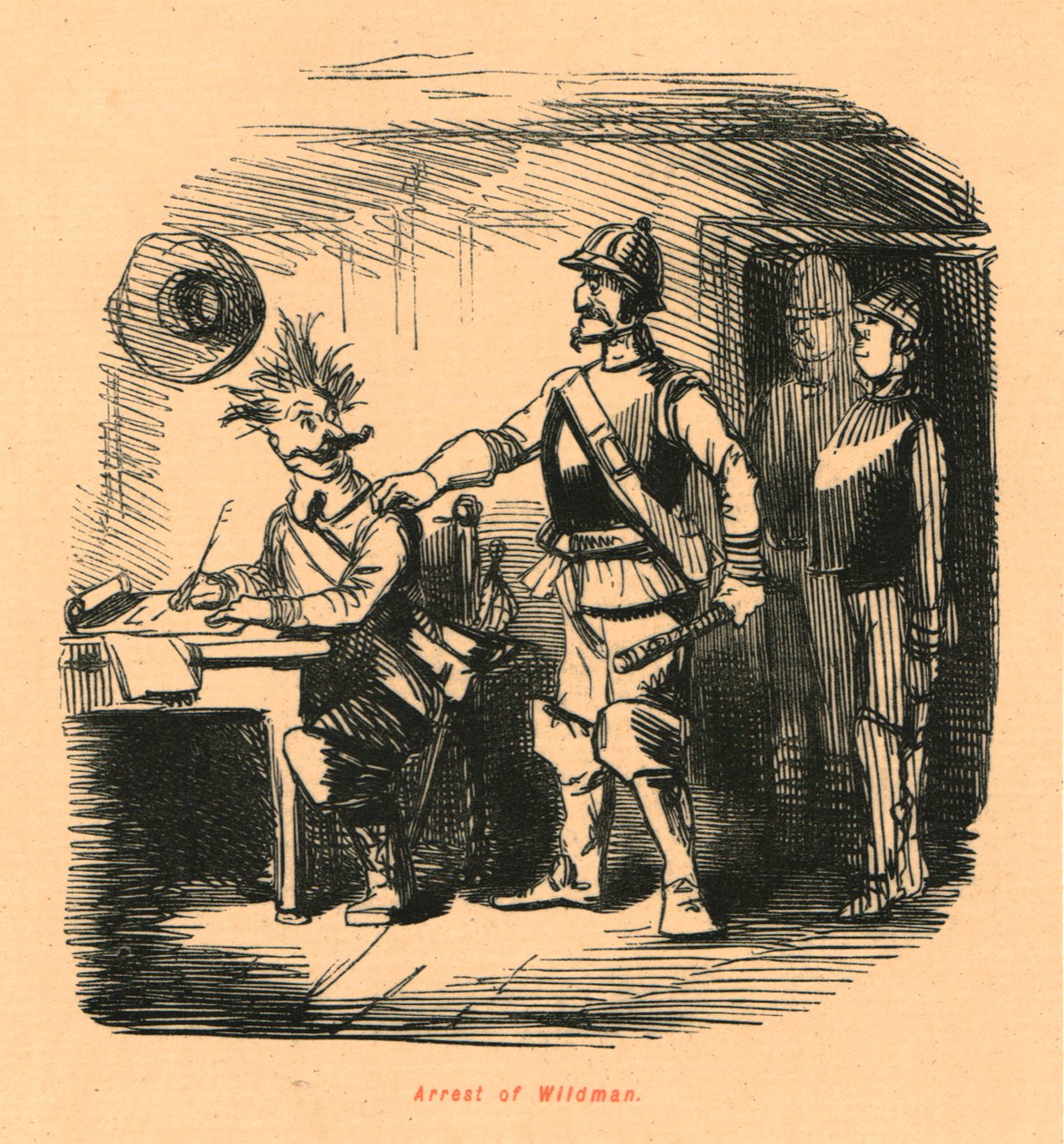 Wildman letartóztatása, 1897. alkotó: John Leech