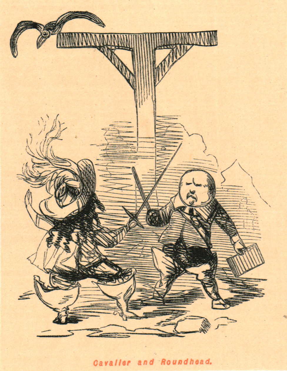 Cavalier és Roundhead, 1897. alkotó: John Leech