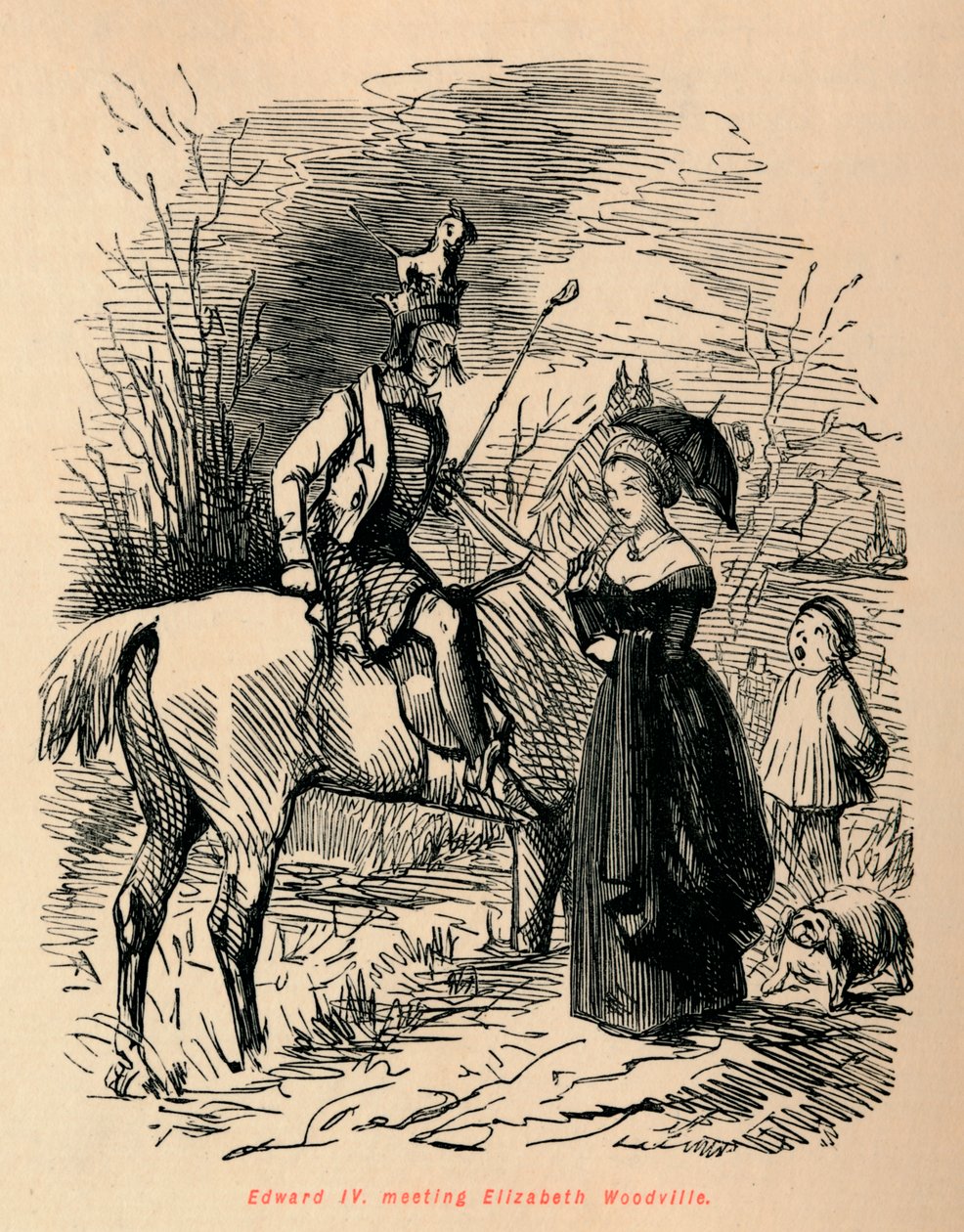 IV. Edward, találkozás Elizabeth Woodville-lel, 1860, 1860 között. alkotó: John Leech