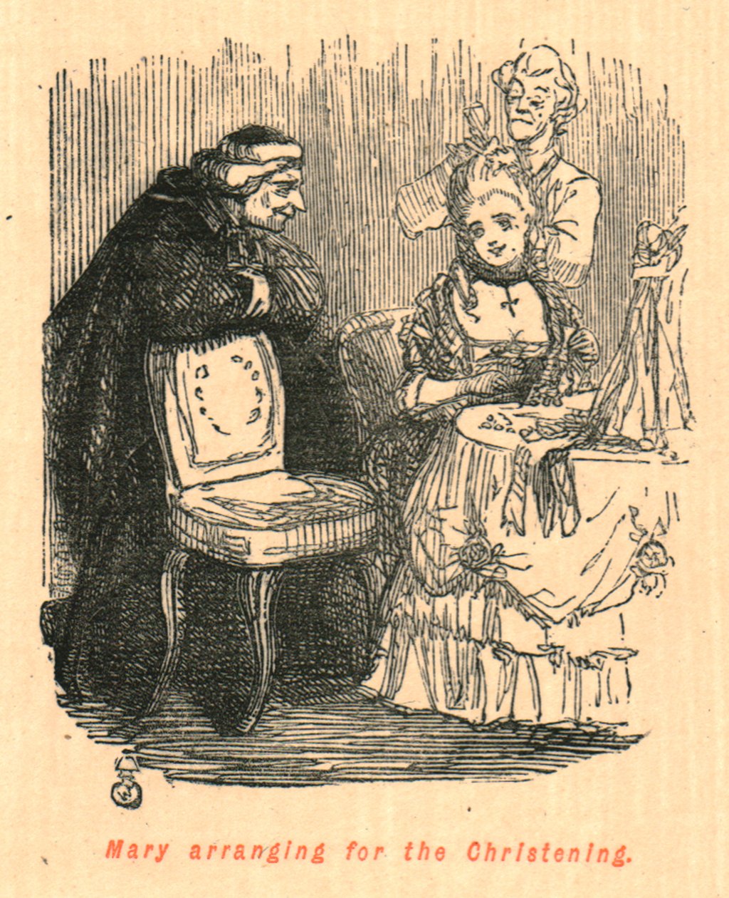 Mária szervezi a keresztelőt, 1897. alkotó: John Leech