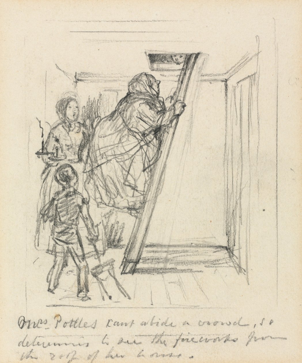 "Mrs. Pottles nem bírja a tömeget" alkotó: John Leech
