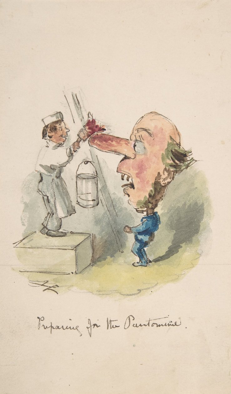 Felkészülés a pantomimra, 1836-64. alkotó: John Leech