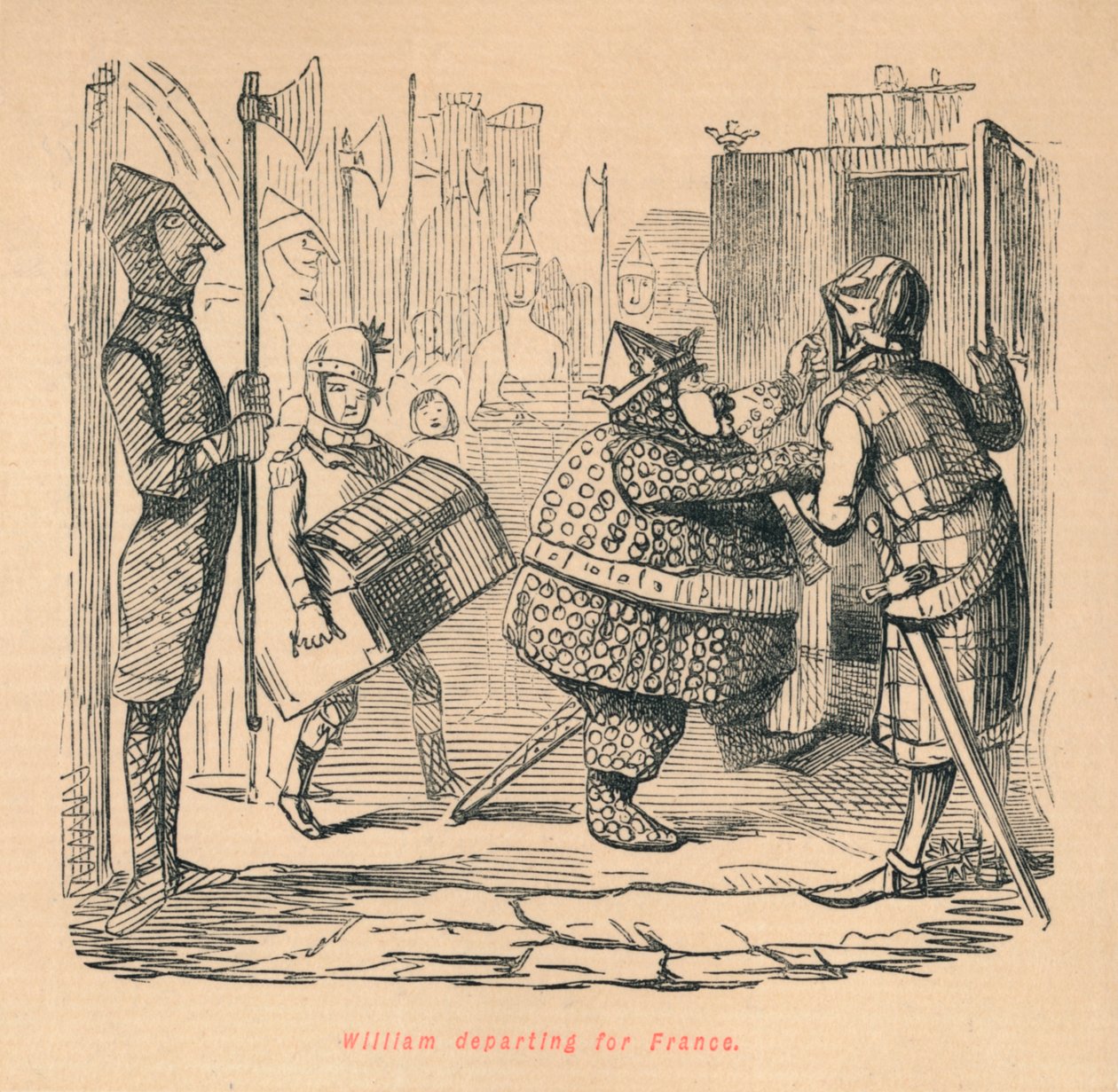 Vilmos Franciaországba indul, c1860, c1860 alkotó: John Leech