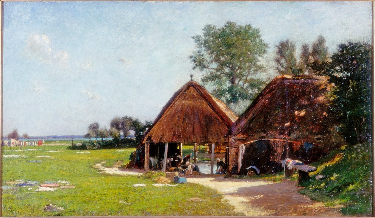Mosóhely, Normandia, 1918 körül alkotó: John Leslie Thomson