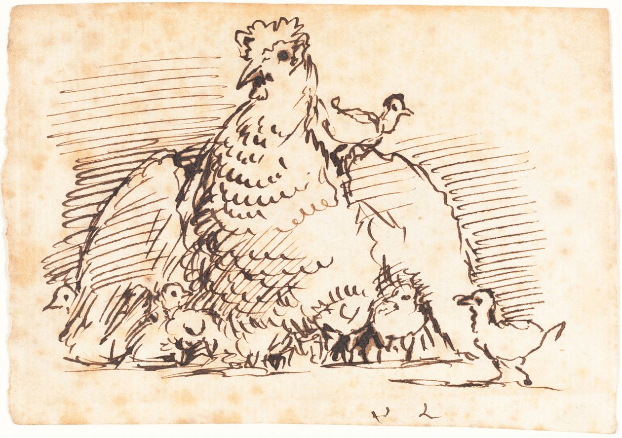 Tyúkok és csibék alkotó: John Linnell
