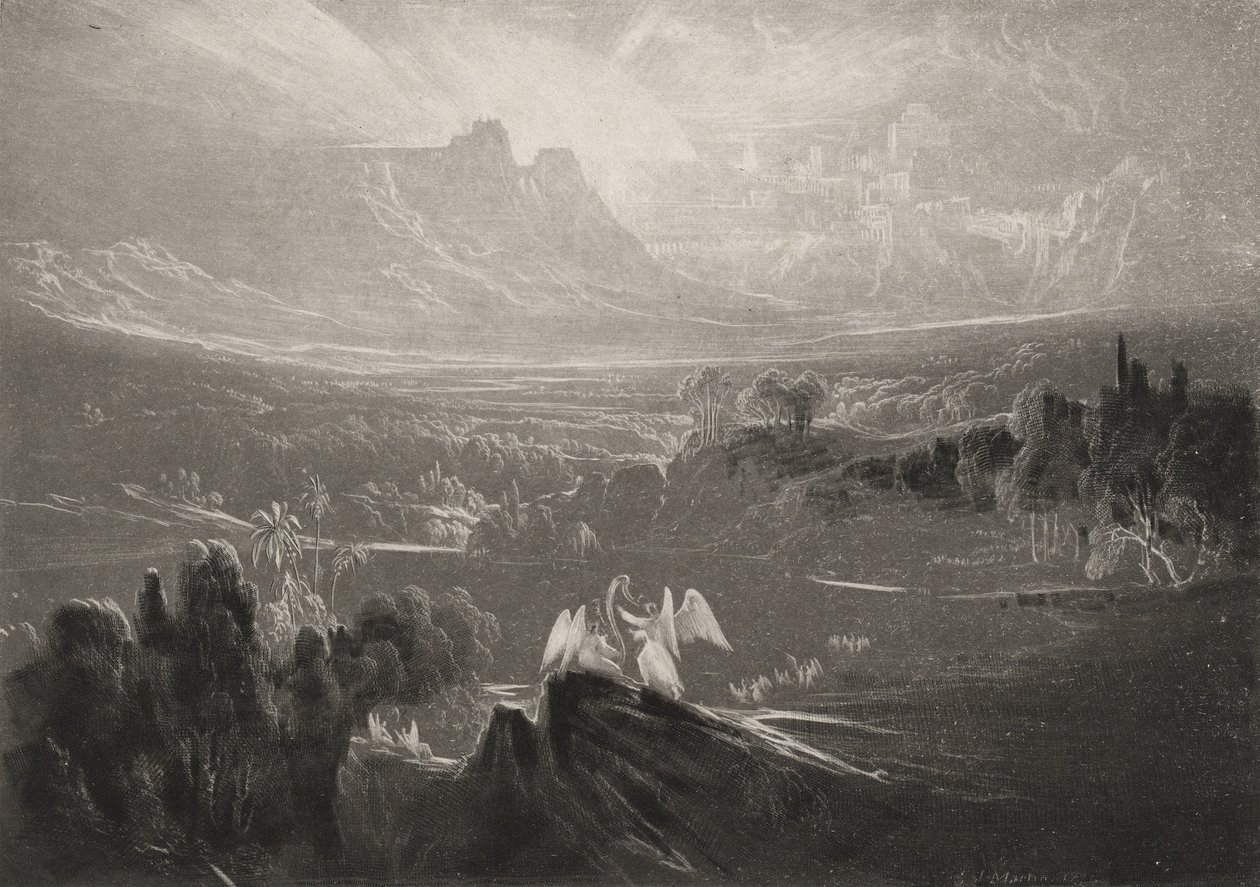 Mennyország – a boldogság folyói..., 1827 körül (mezzotint) alkotó: John Martin