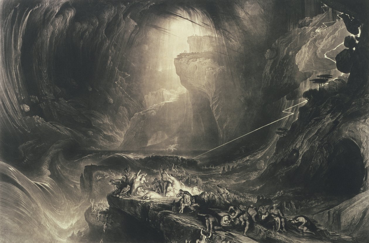 Az özönvíz, 1828 (mezzotinta rézkarcokkal) alkotó: John Martin