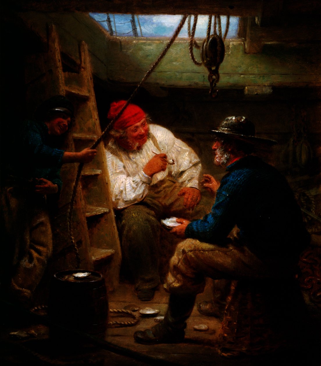 „Pletyka a raktérben”, c1843-c1886. alkotó: John Morgan