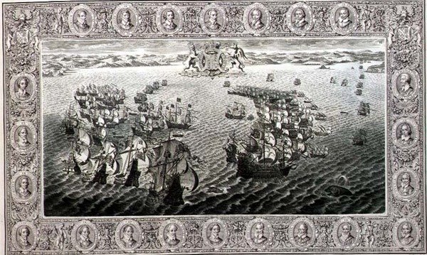 Armada (metszet egy kárpitból) alkotó: John Pine