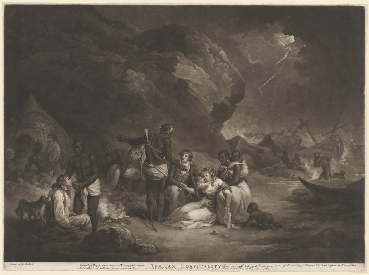Afrikai vendéglátás, 1791. alkotó: John Raphael Smith