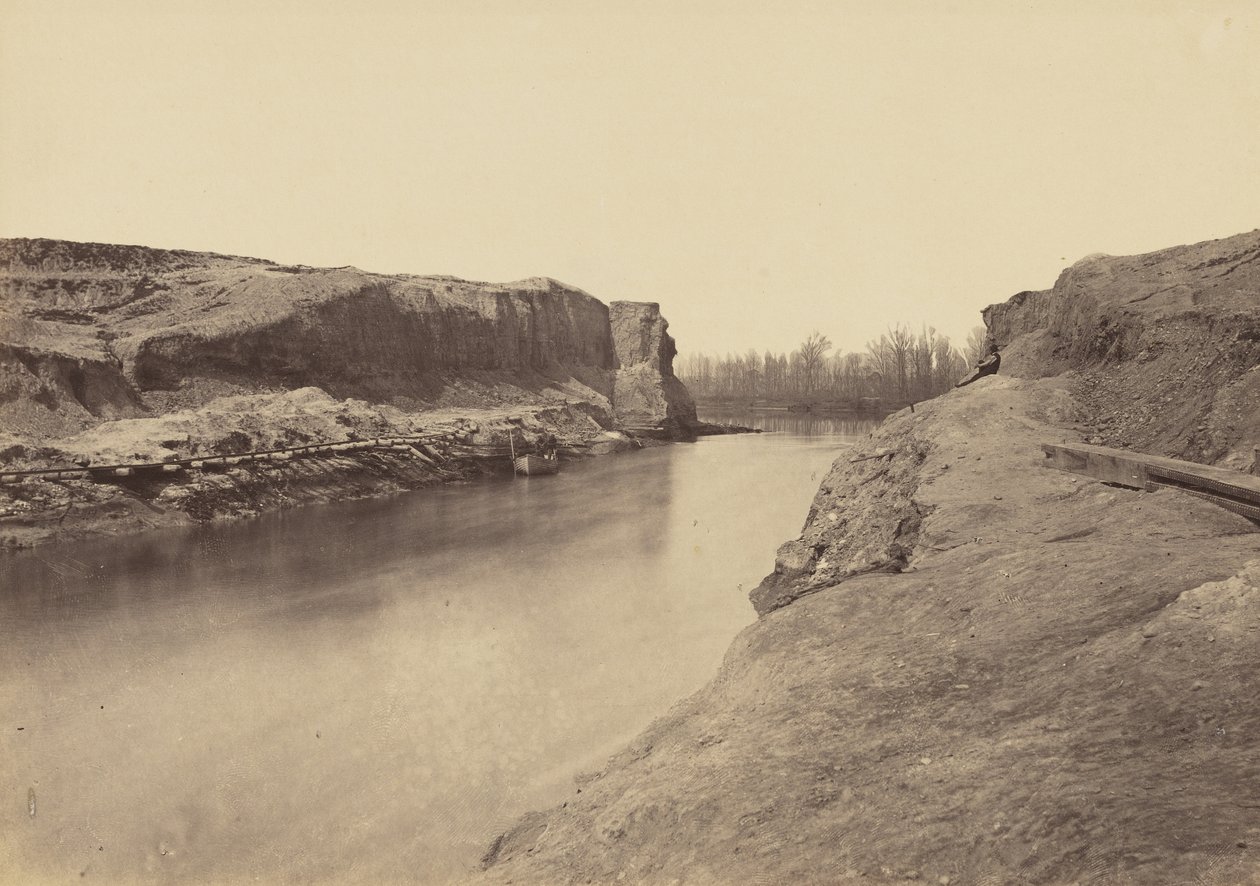 Dutch Gap csatorna, James River, 1864. március alkotó: John Reekie