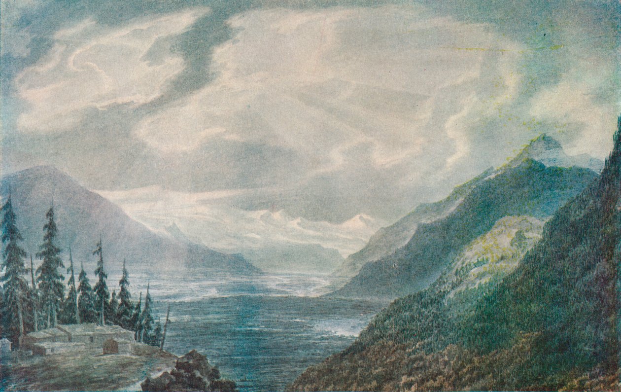 Egy alpesi völgy, 18. század alkotó: John Robert Cozens