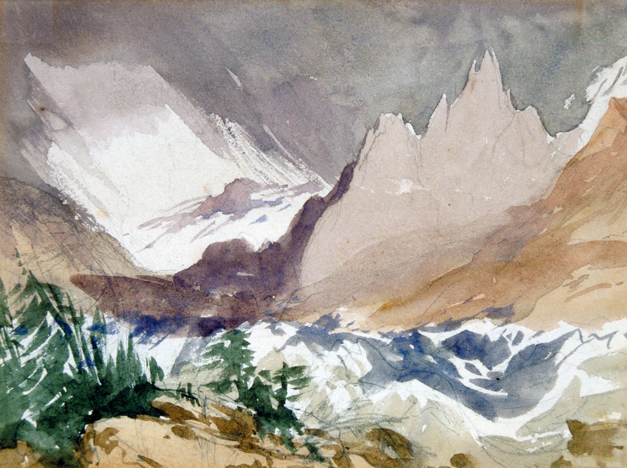 „Svájci hegyi táj”, 19. század alkotó: John Ruskin