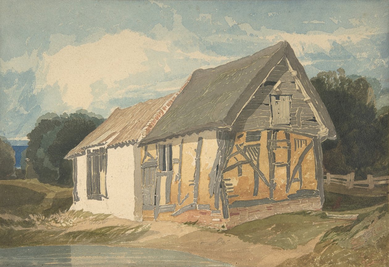 Gazdasági épület egy tó mellett, 1808-11. alkotó: John Sell Cotman
