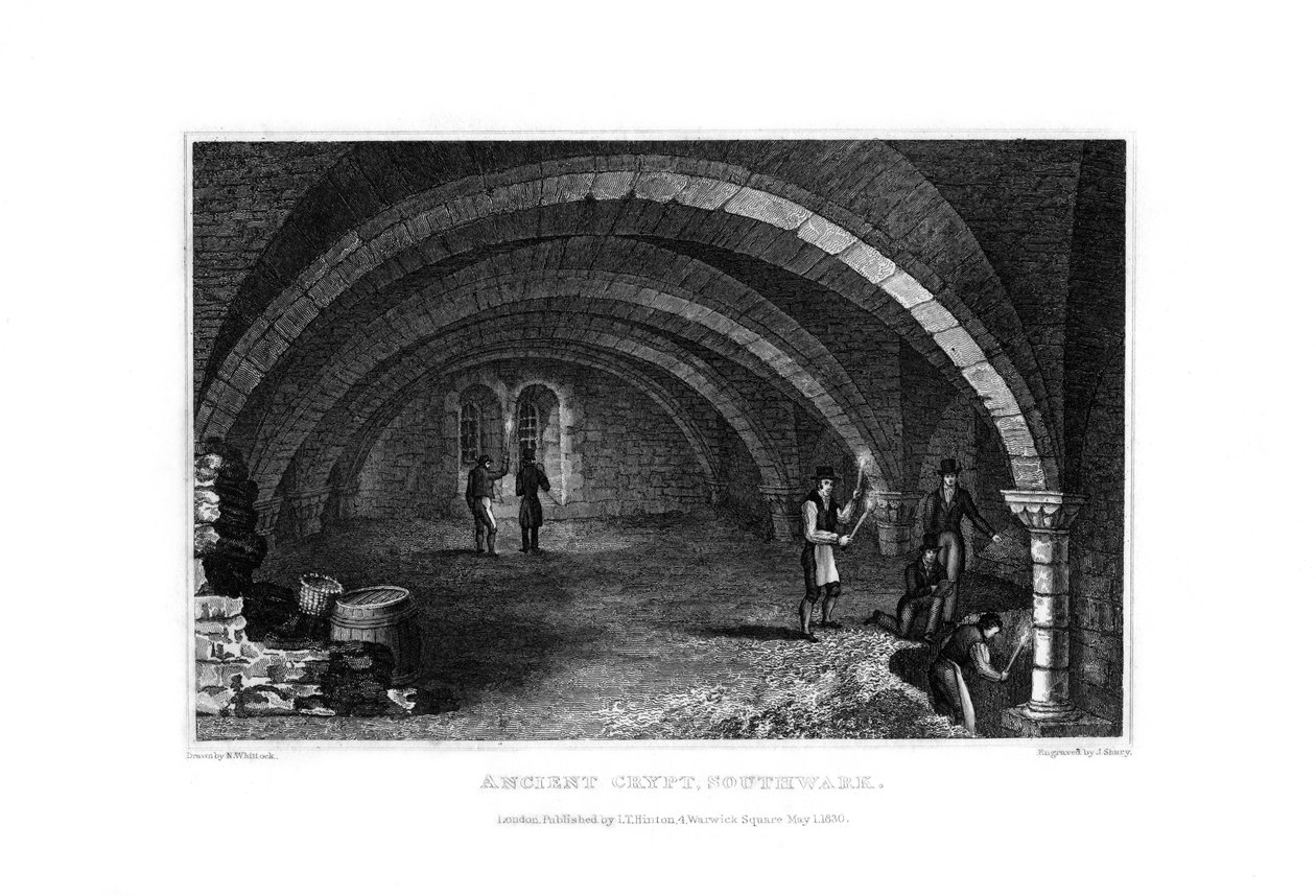 Ősi kripta, Southwark, 1830. alkotó: John Shury