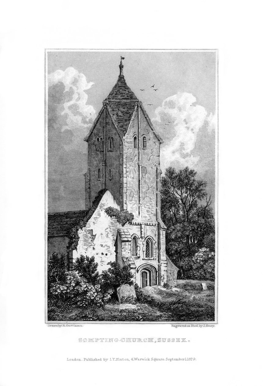 Sompting Church, Sussex, 1829. alkotó: John Shury