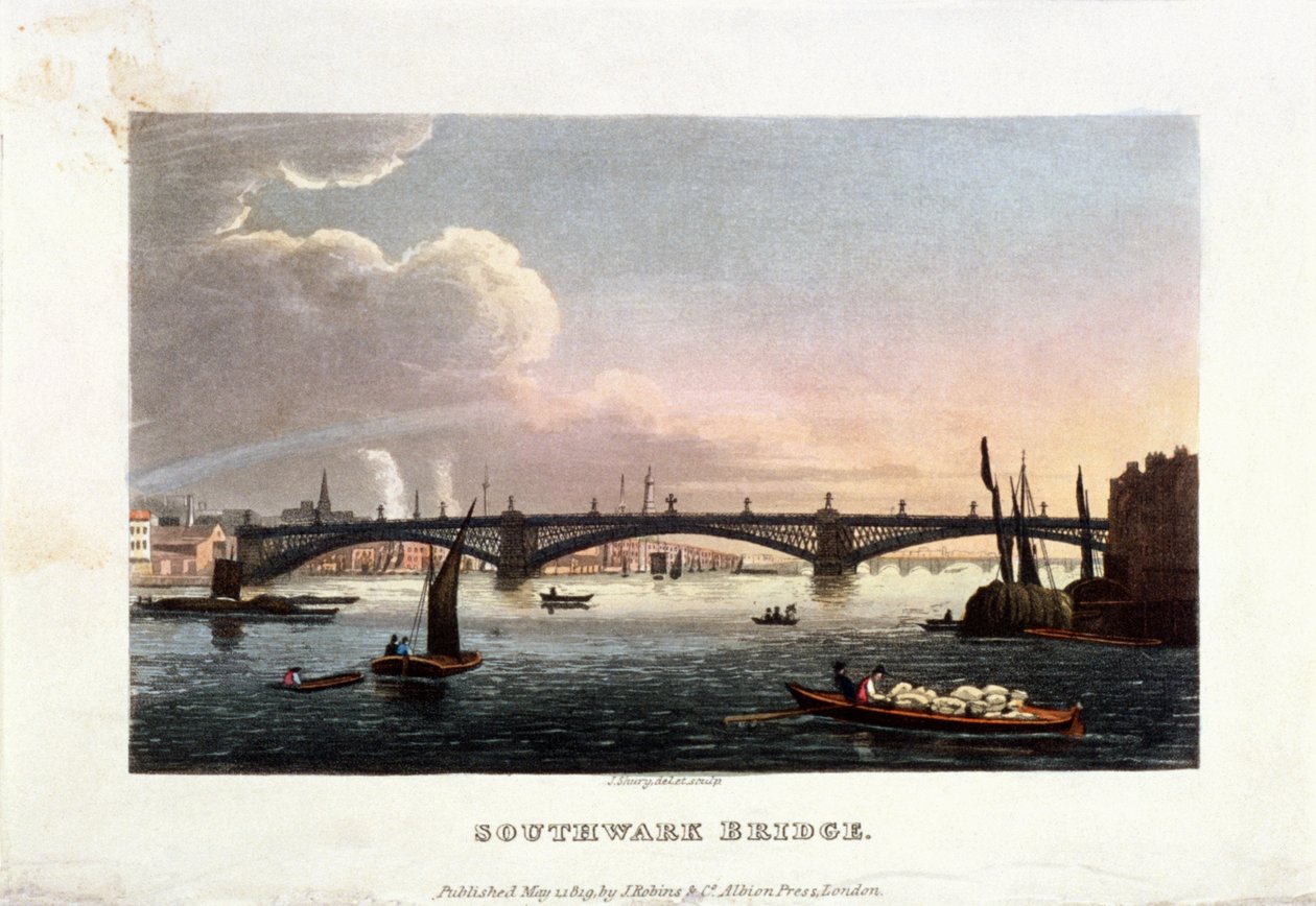 Southwark Bridge, London, 1819 alkotó: John Shury