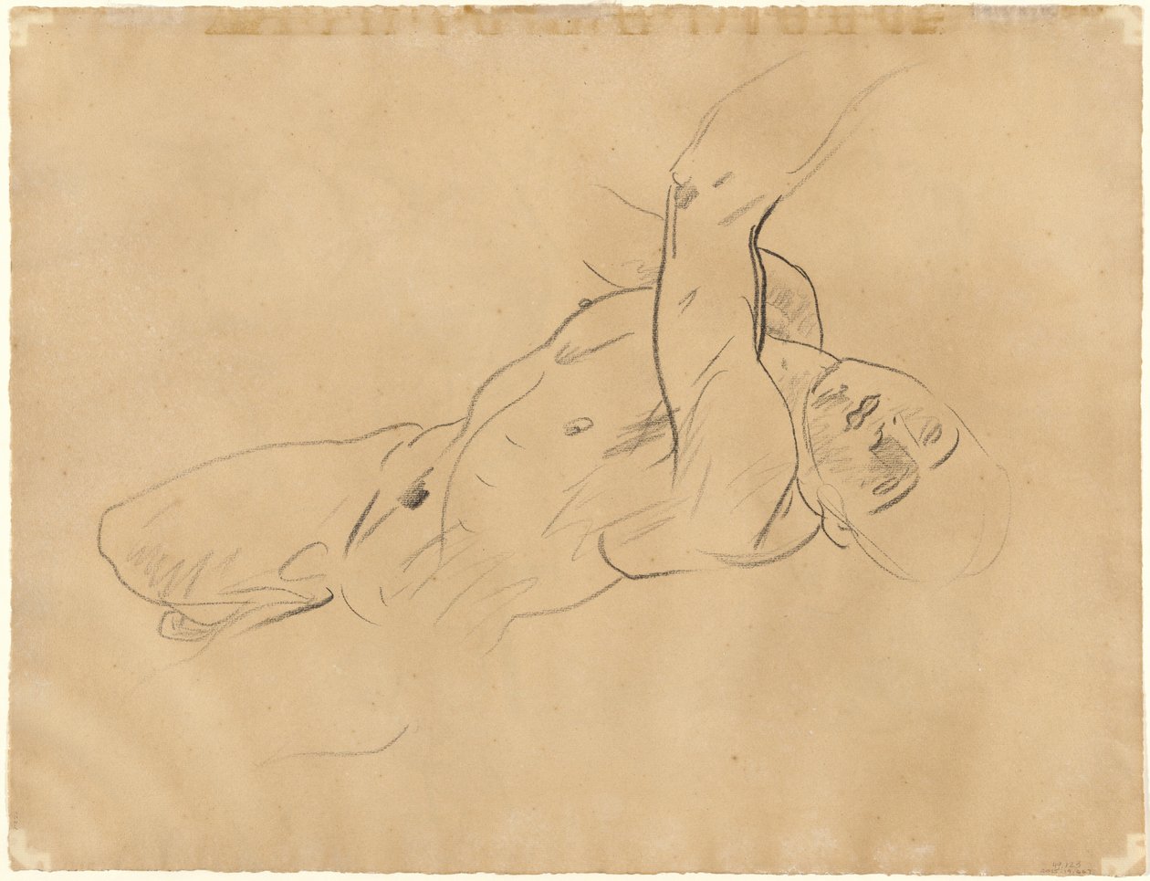 Zuhanó férfi akt [verso], 1918-1919. alkotó: John Singer Sargent